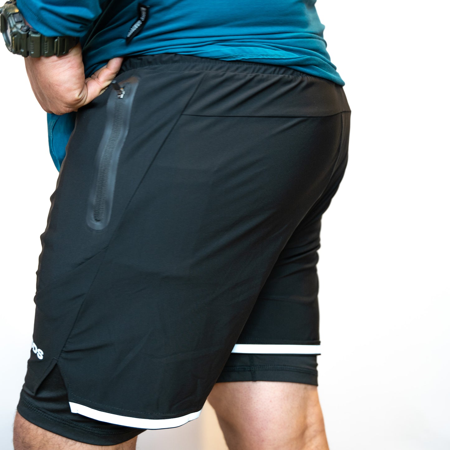 Shorts deportivos con forro - Negro