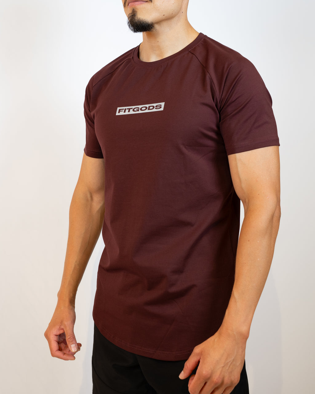 Fitgods Box Logo Fitted Tee - Maroon