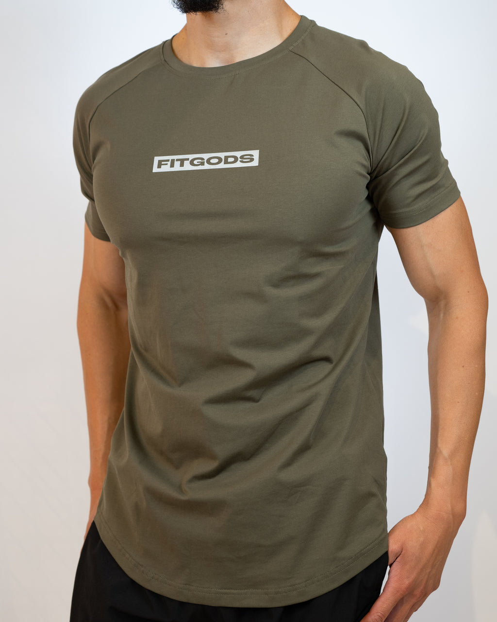Fitgods Box Logo Fitted Tee - Olive Green