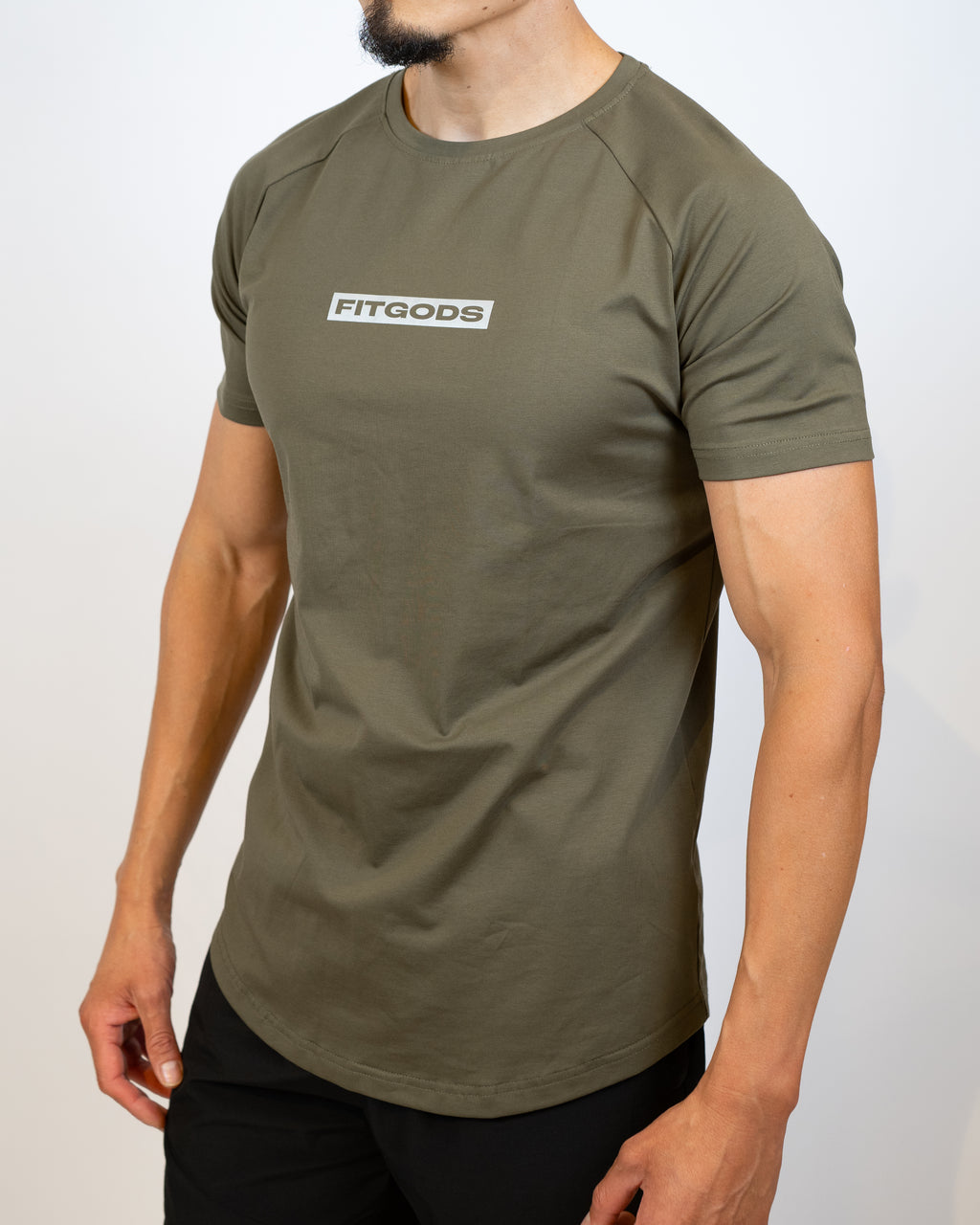 Fitgods Box Logo Fitted Tee - Olive Green