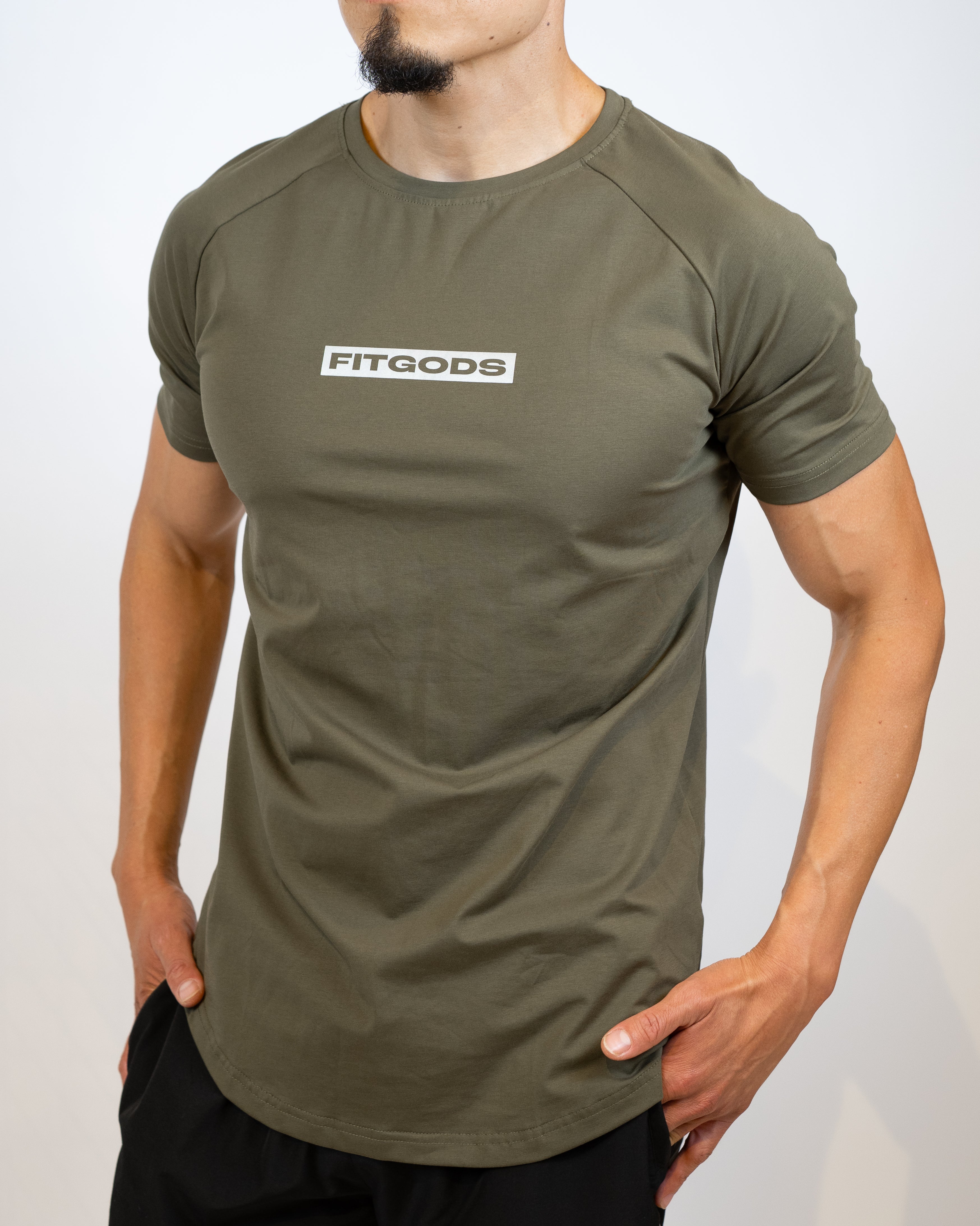 Fitgods Box Logo Fitted Tee - Olive Green