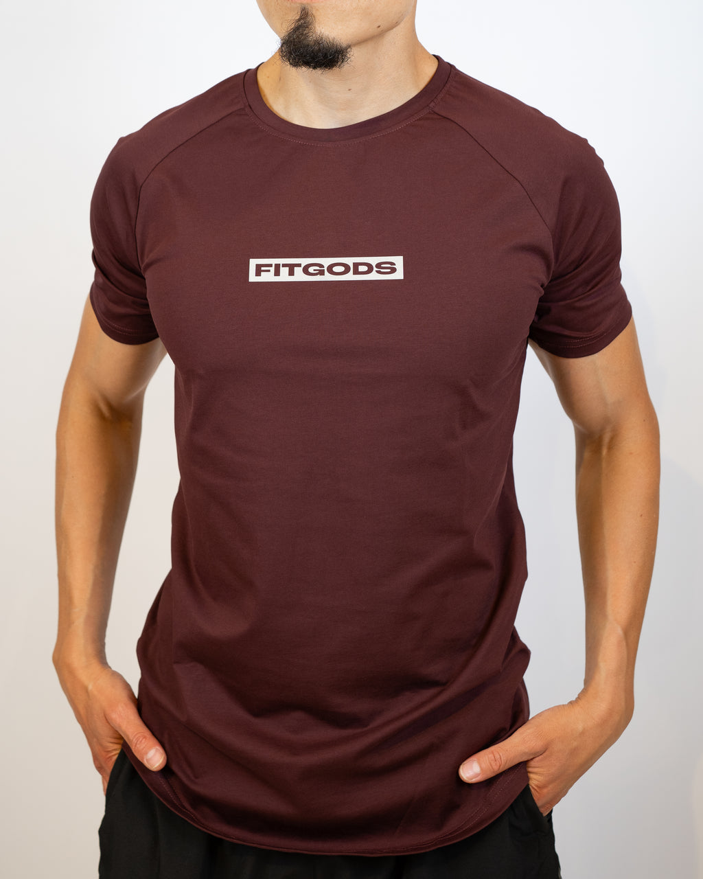 Fitgods Box Logo Fitted Tee - Maroon