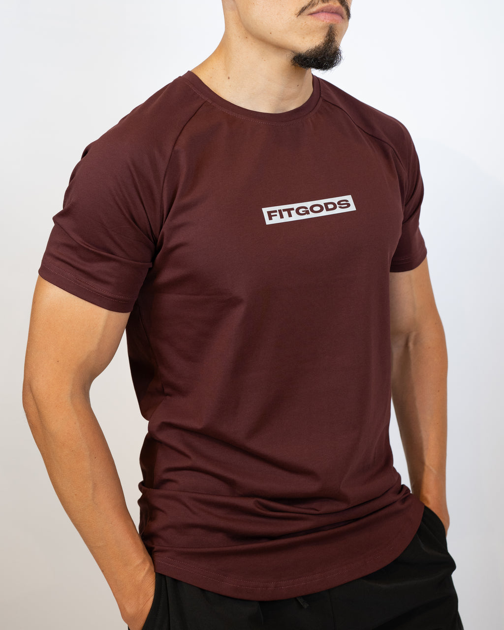 Fitgods Box Logo Fitted Tee - Maroon