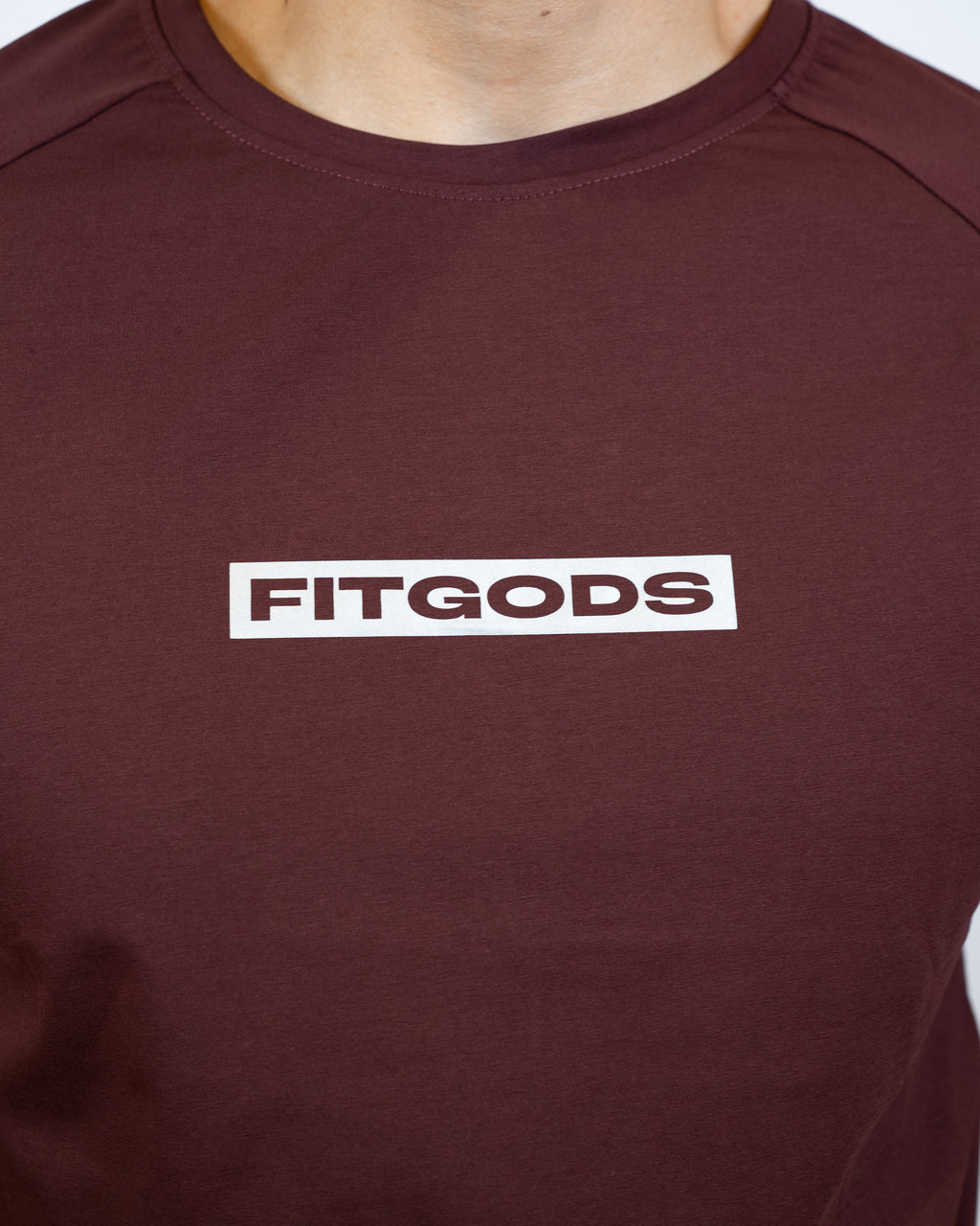 Fitgods Box Logo Fitted Tee - Maroon