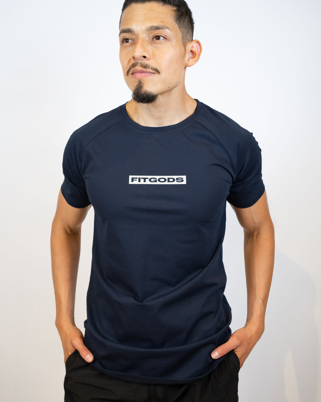Fitgods Box Logo Fitted Tee - Navy Blue