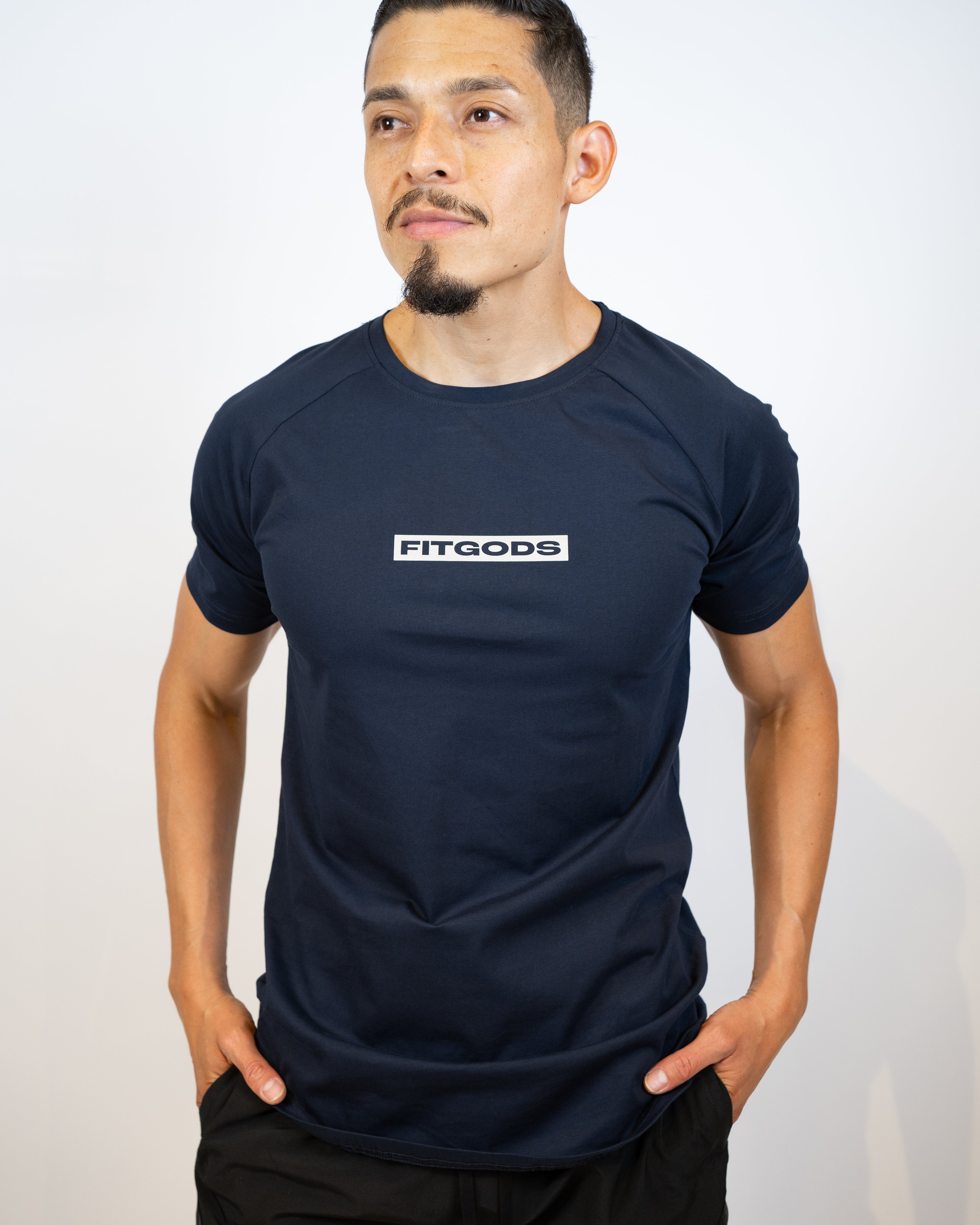 Fitgods Box Logo Fitted Tee - Navy Blue