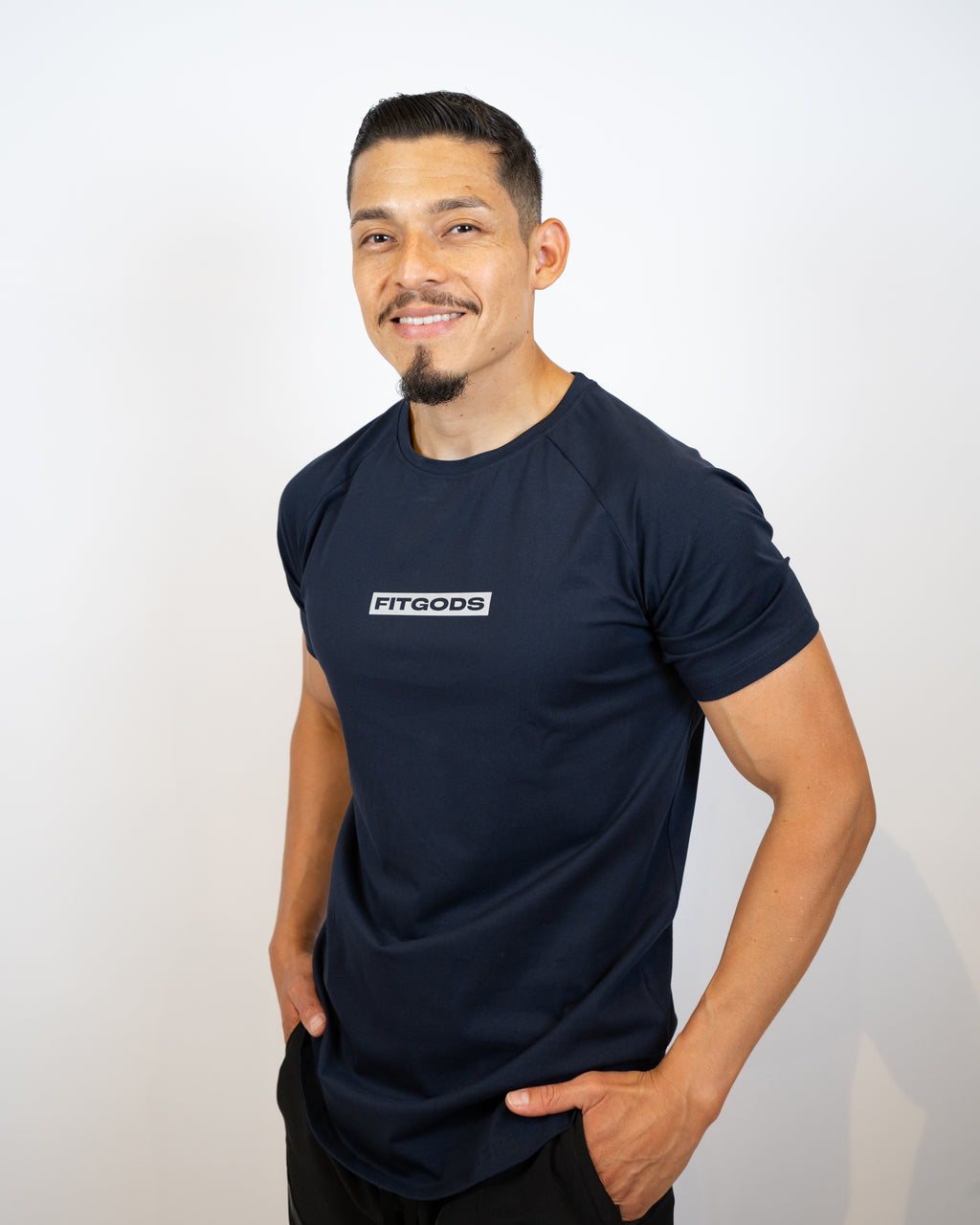 Fitgods Box Logo Fitted Tee - Navy Blue