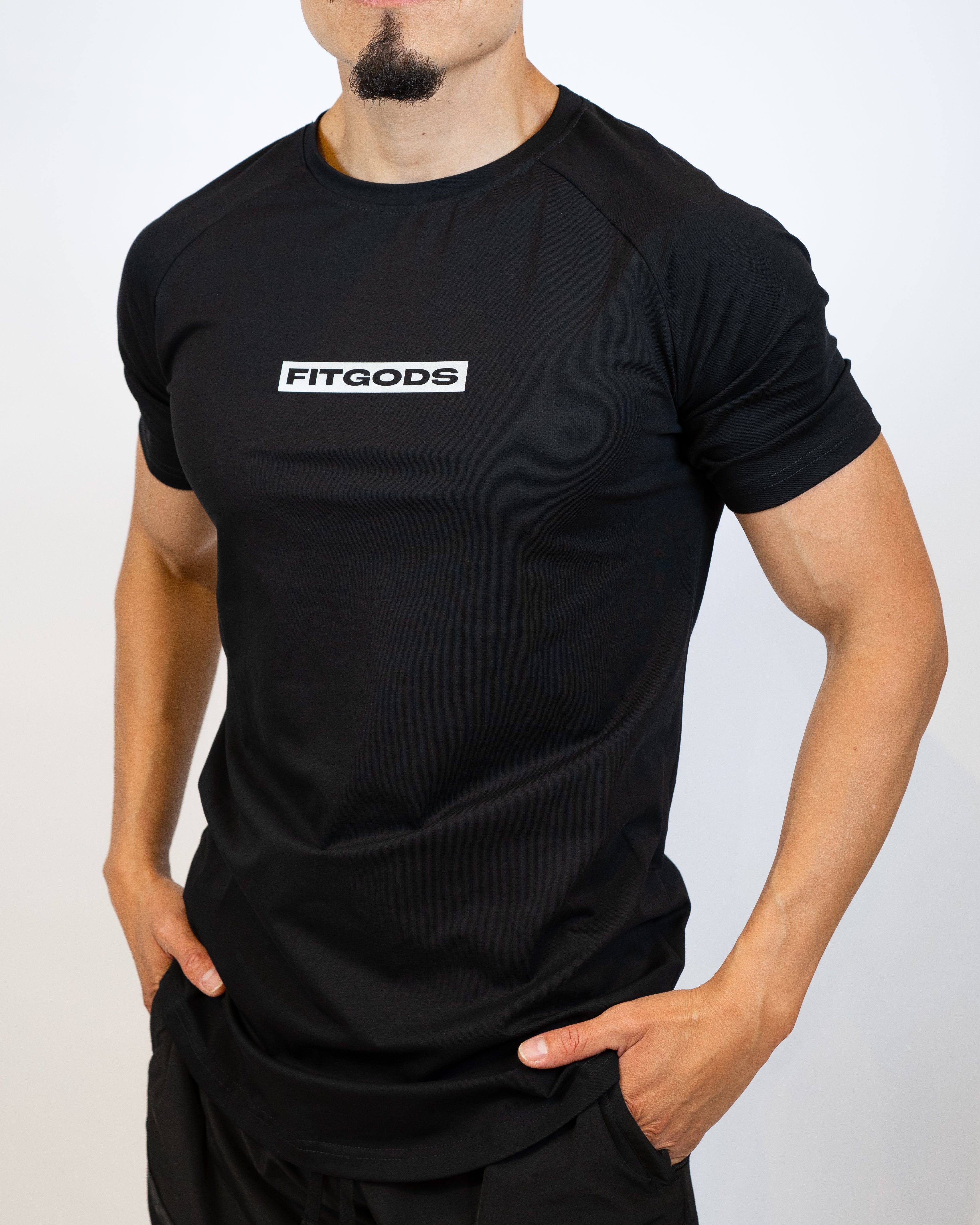 Fitgods Box Logo Fitted Tee - Black