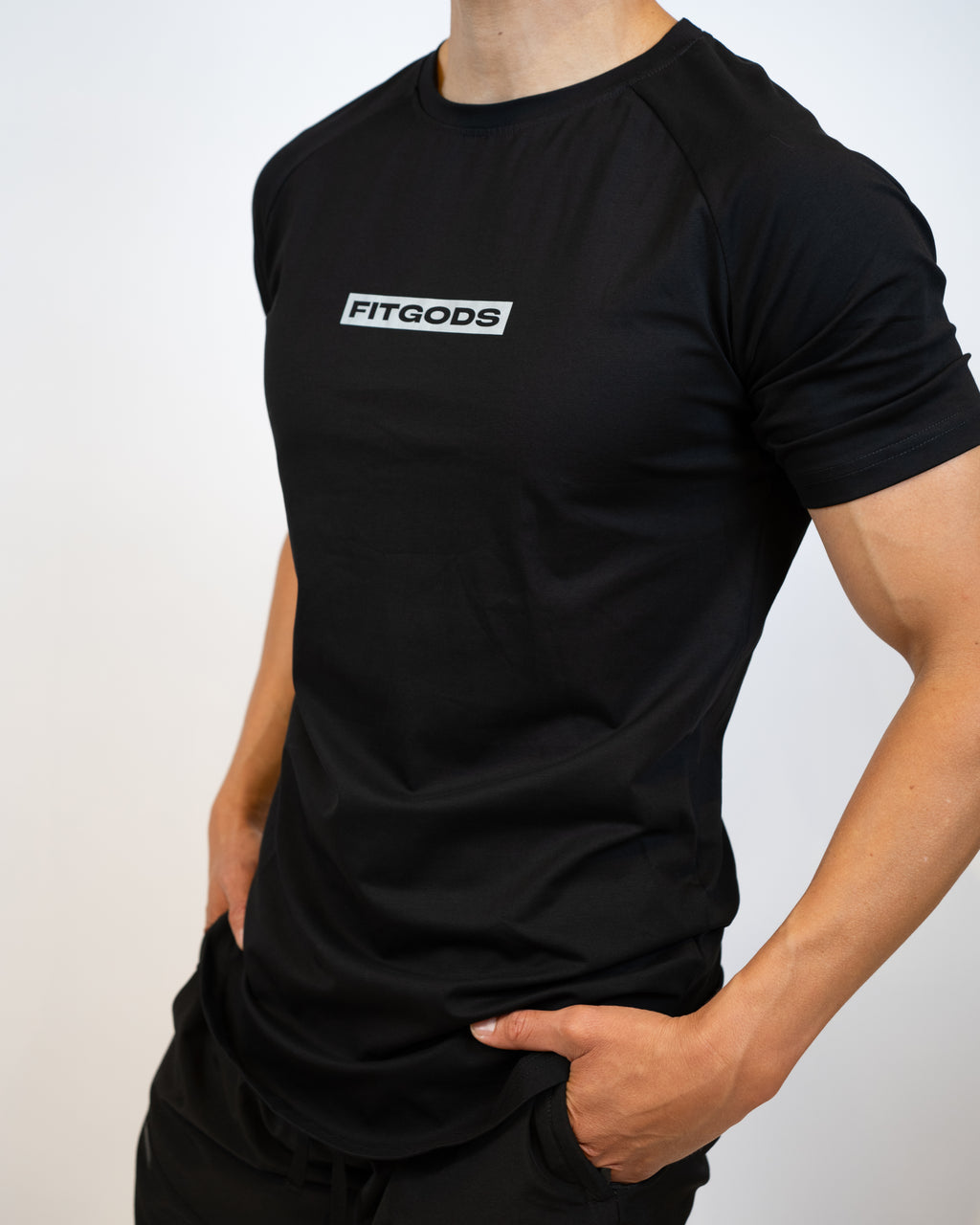 Fitgods Box Logo Fitted Tee - Black