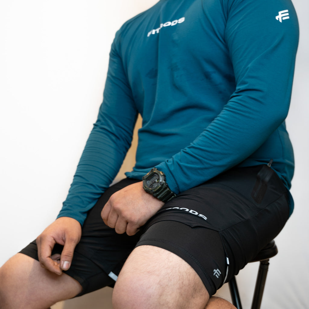 Shorts deportivos con forro - Negro