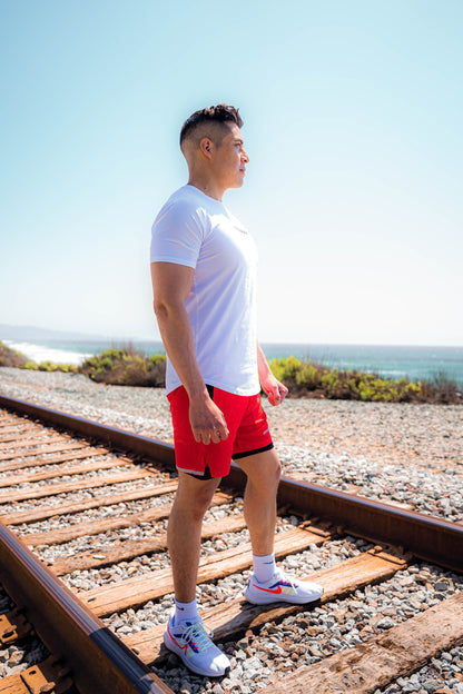 Shorts de entrenamiento con forro - Rojo