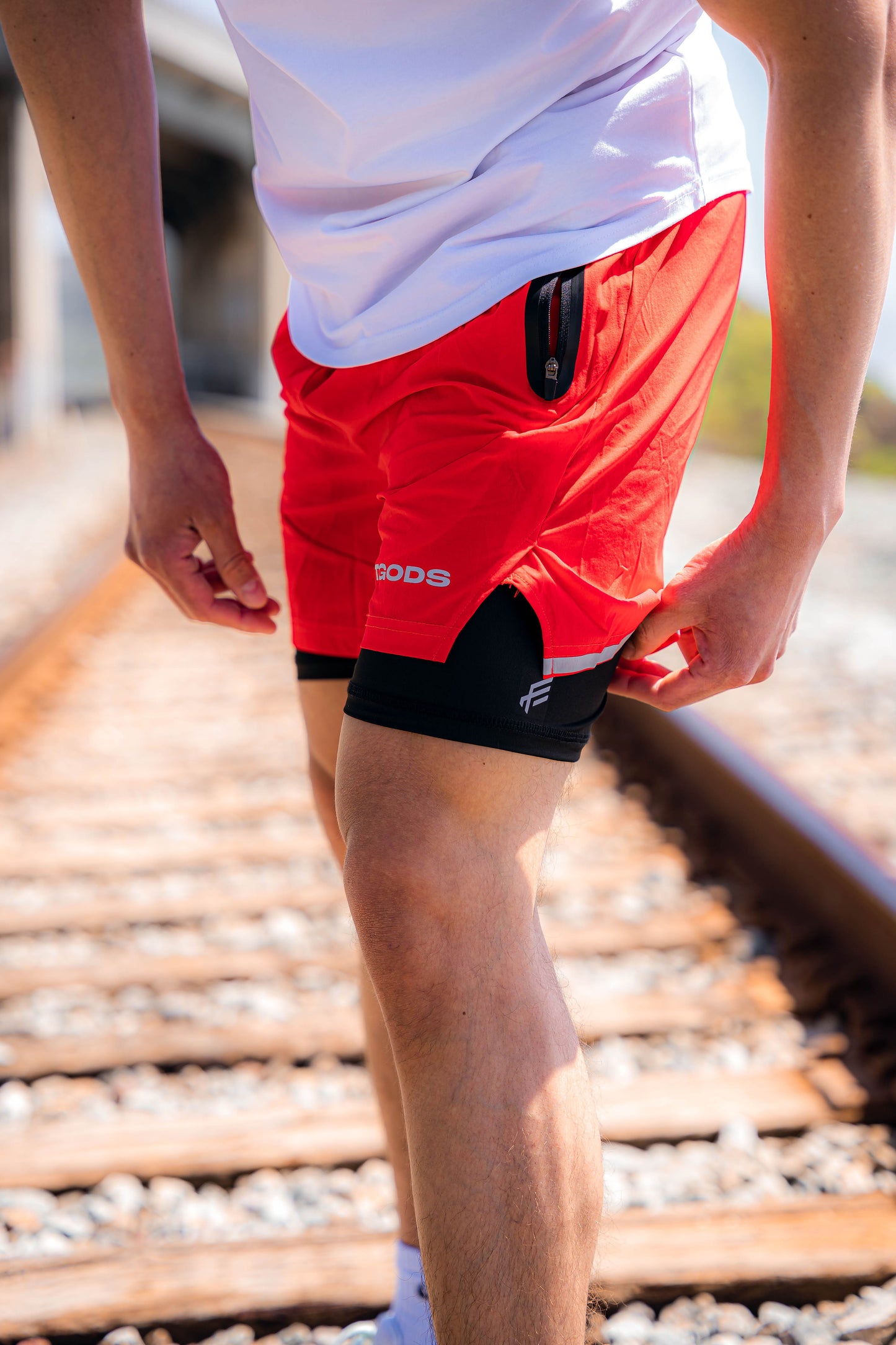 Shorts de entrenamiento con forro - Rojo