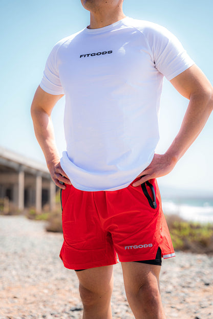 Shorts de entrenamiento con forro - Rojo