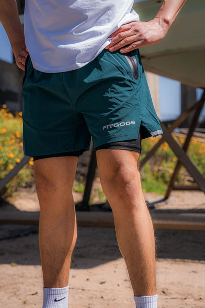 Shorts de entrenamiento con forro - Verde azulado