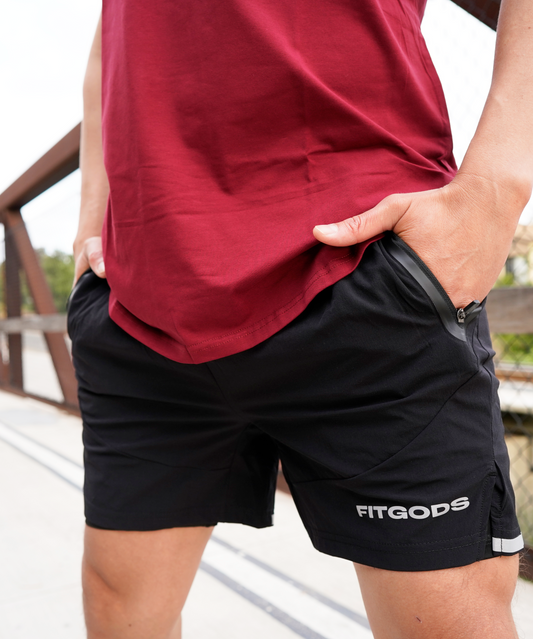 Shorts deportivos con forro - Negro