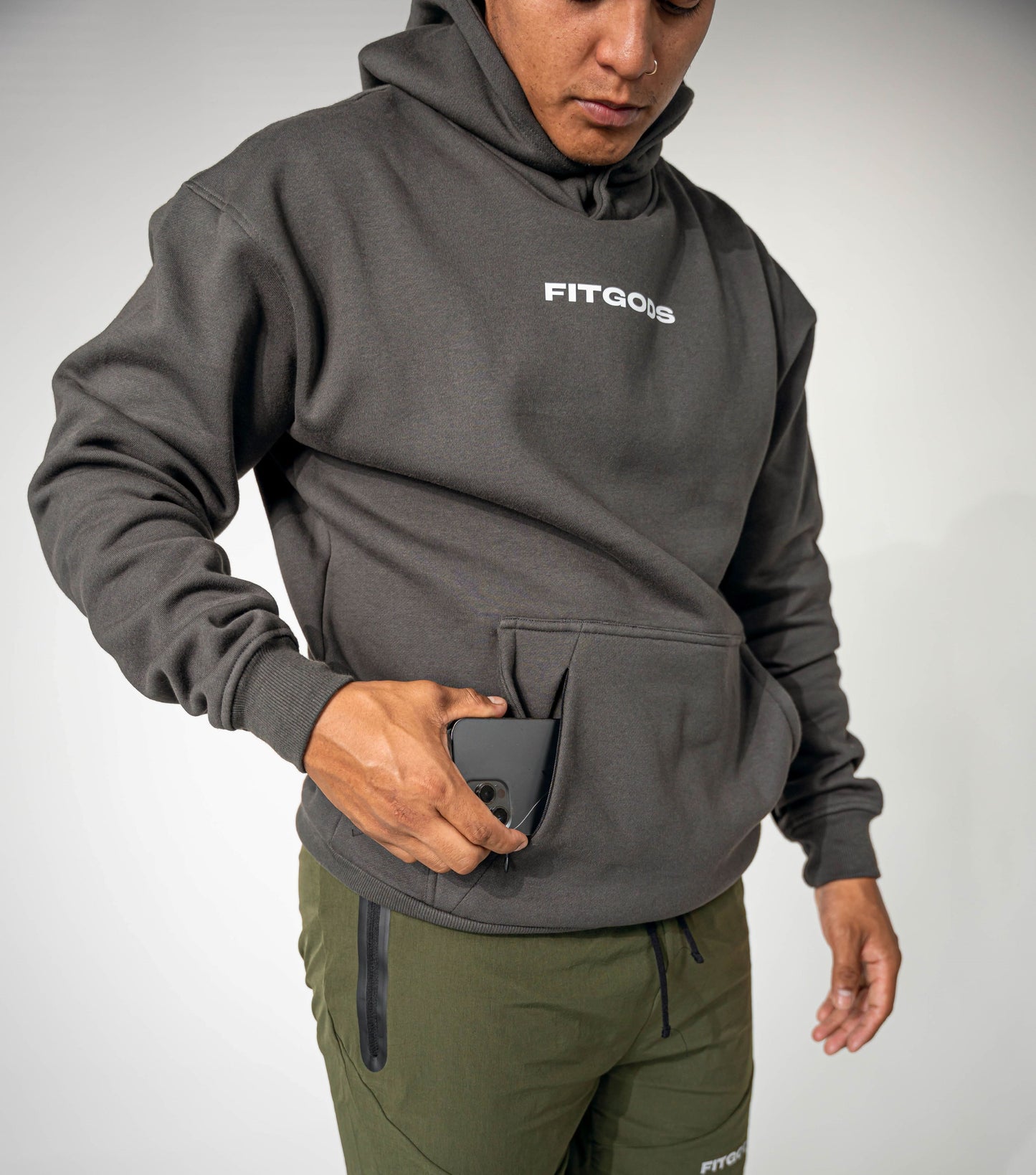 Sudadera con capucha relajada premium - Gris oscuro