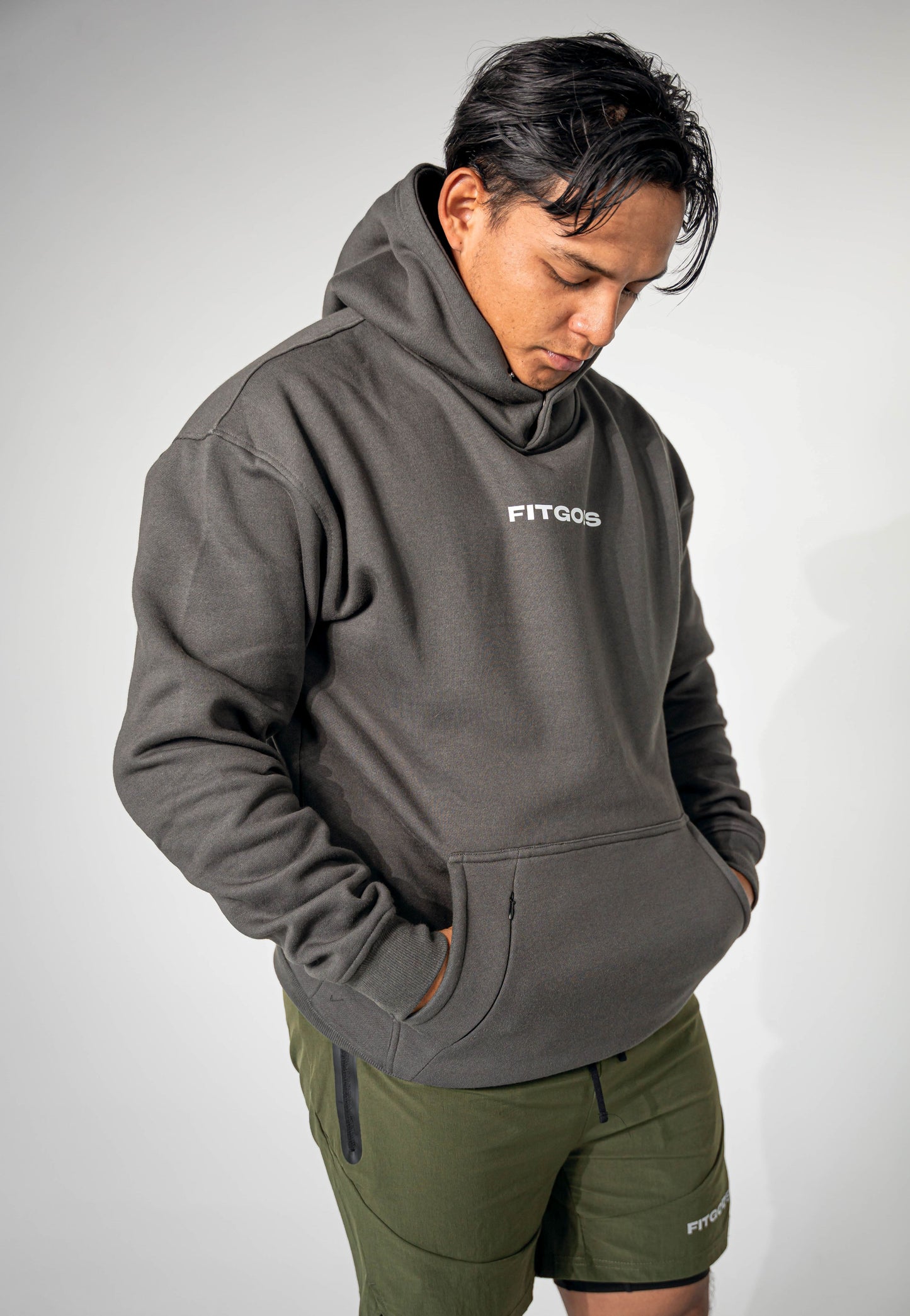 Sudadera con capucha relajada premium - Gris oscuro